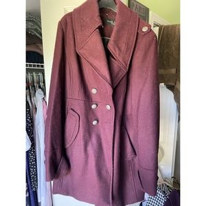 Deep purple mid-length pea coat